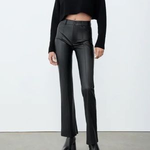 NWT Zara Faux Leather Flared Pants